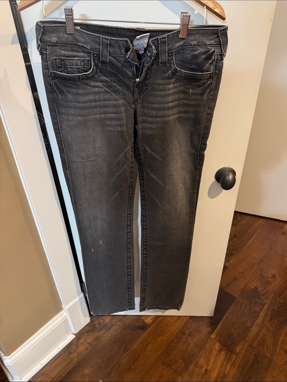 True Religion Women's Straight Leg Jeans in Faded Black